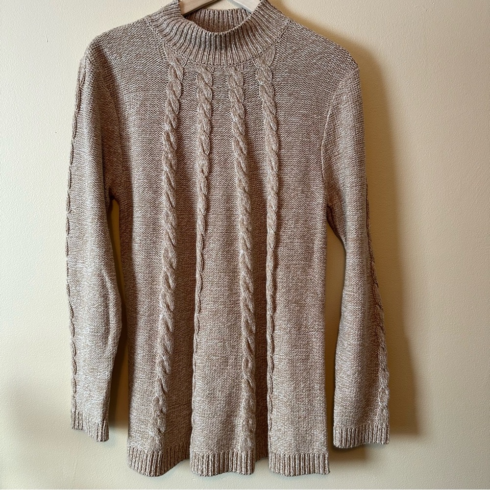 The Tog Shop Women’s XL Cream Tan Cable Knit Sweater Coastal Grandma Cottagecore